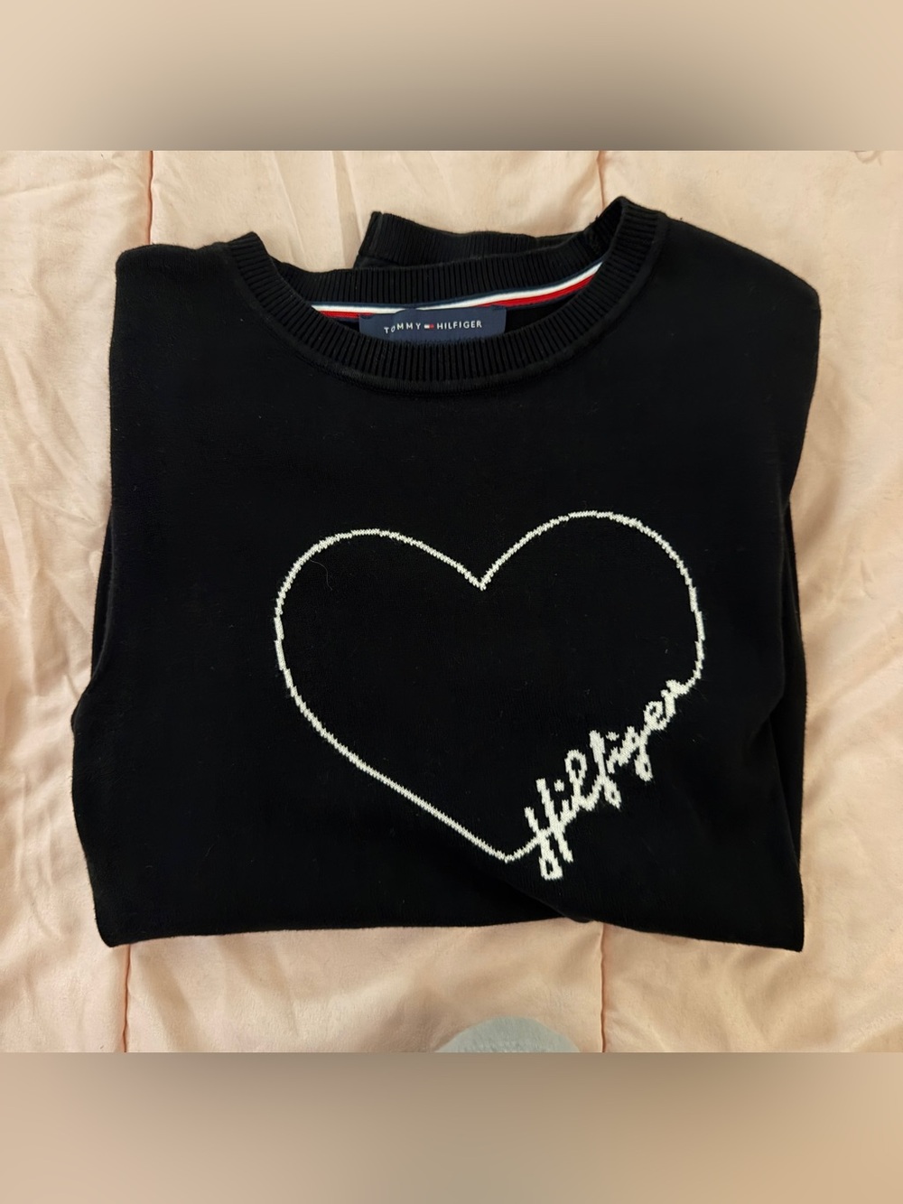 Tommy Hilfiger Black Sweater with White Heart